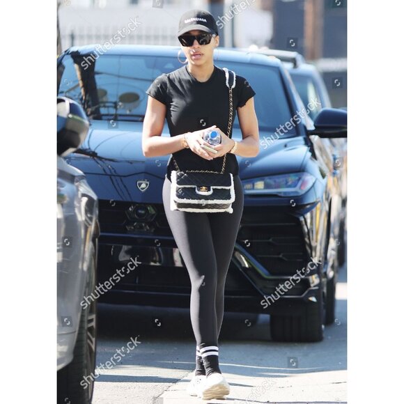 Authentic CHANEL Lambskin Quilted Shearling Large CC Flap Bag Black White Purse - Picture 5 of 13